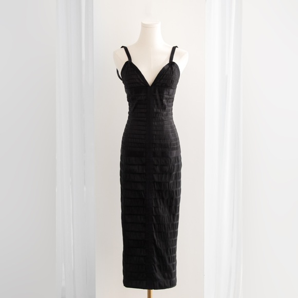 Chanel Vintage Fall/Winter 1992 Black Lesage Ribbon Silk Bodycon Midi Dress - Picture 5 of 16